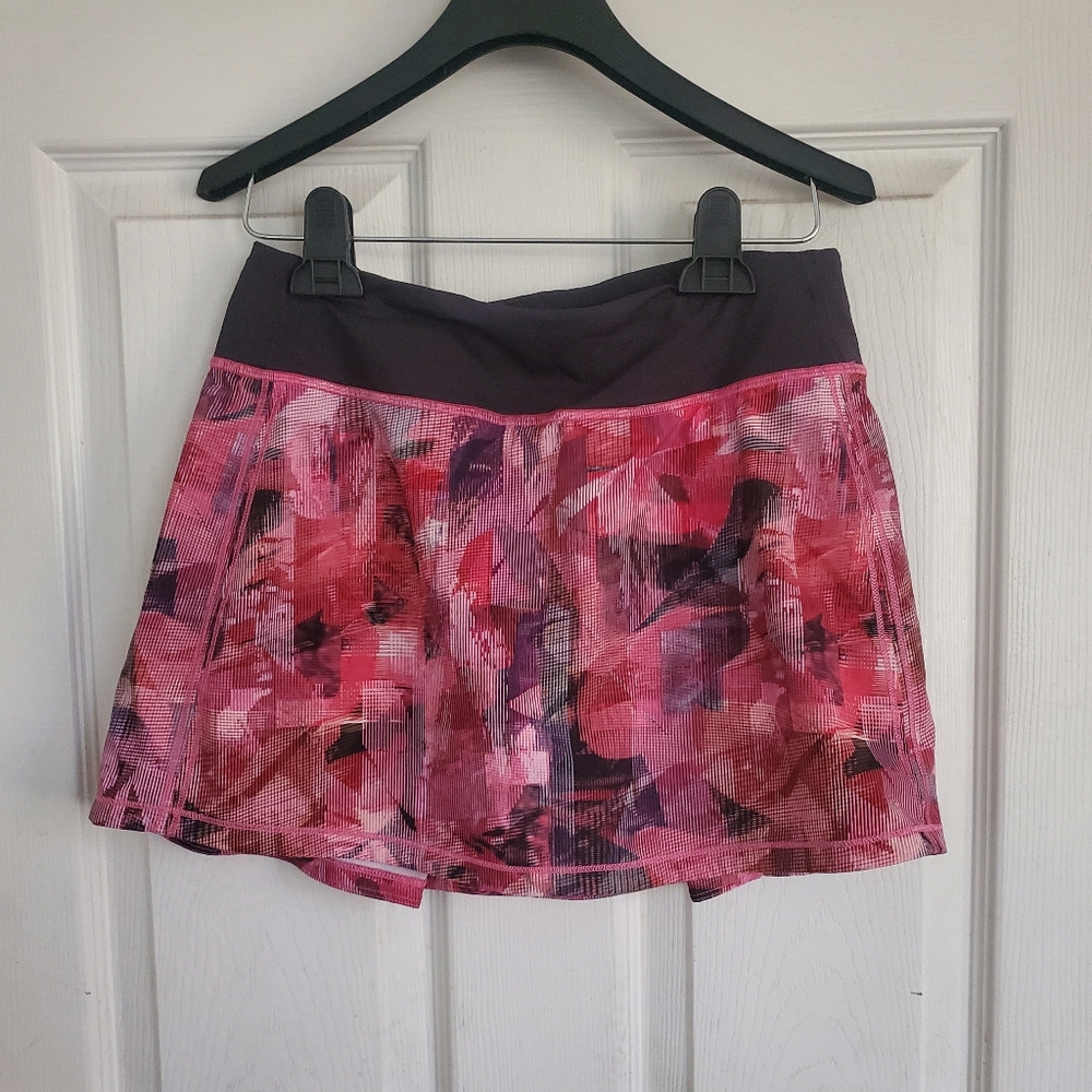 Lululemon Pace Rival Skirt/shorts Pink A-Line Skirt with Dark Waistband, Size 4